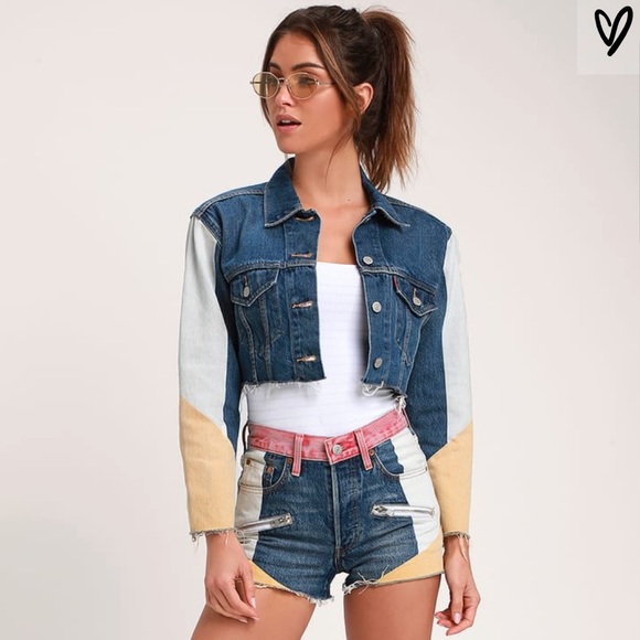 Levis Cutoff Colorblock Denim Jacket 
